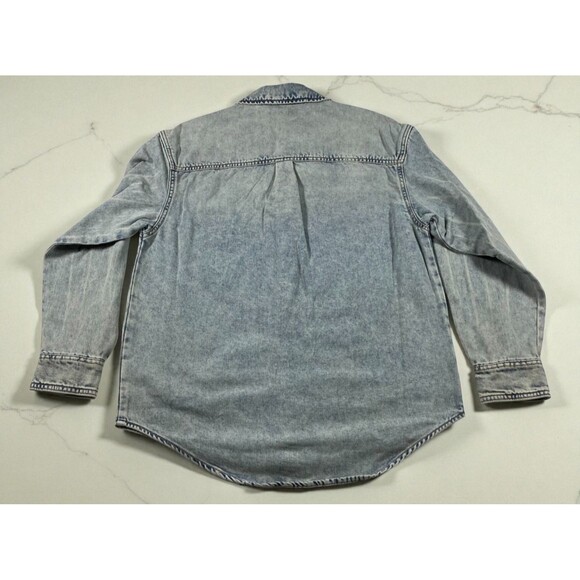 Wild Fable Shacket Shirt Womens XS Light Wash Denim Pearl Snap Western Rodeo - Picture 3 of 6